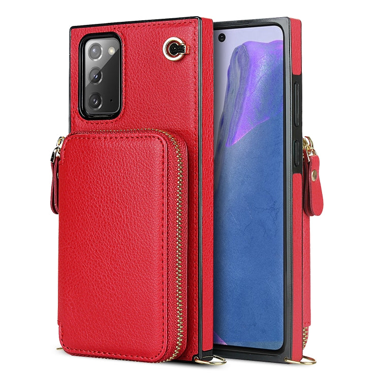 For Samsung Galaxy Note20 Cross-body Zipper Big Wallet Bag Square Phone Case
