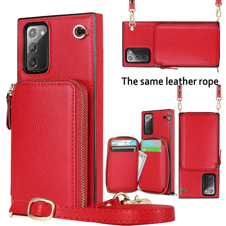 For Samsung Galaxy Note20 Cross-body Zipper Big Wallet Bag Square Phone Case