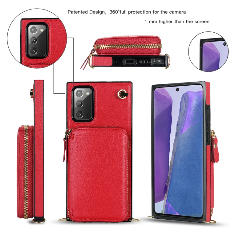 For Samsung Galaxy Note20 Cross-body Zipper Big Wallet Bag Square Phone Case