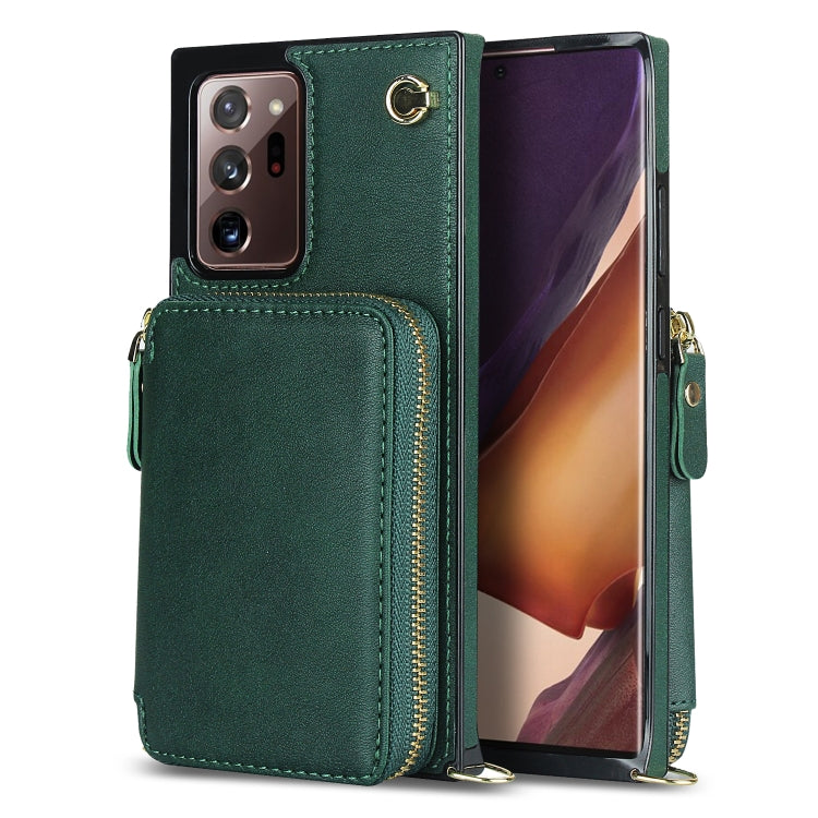 For Samsung Galaxy Note20 Ultra Cross-body Zipper Big Wallet Bag Square Phone Case