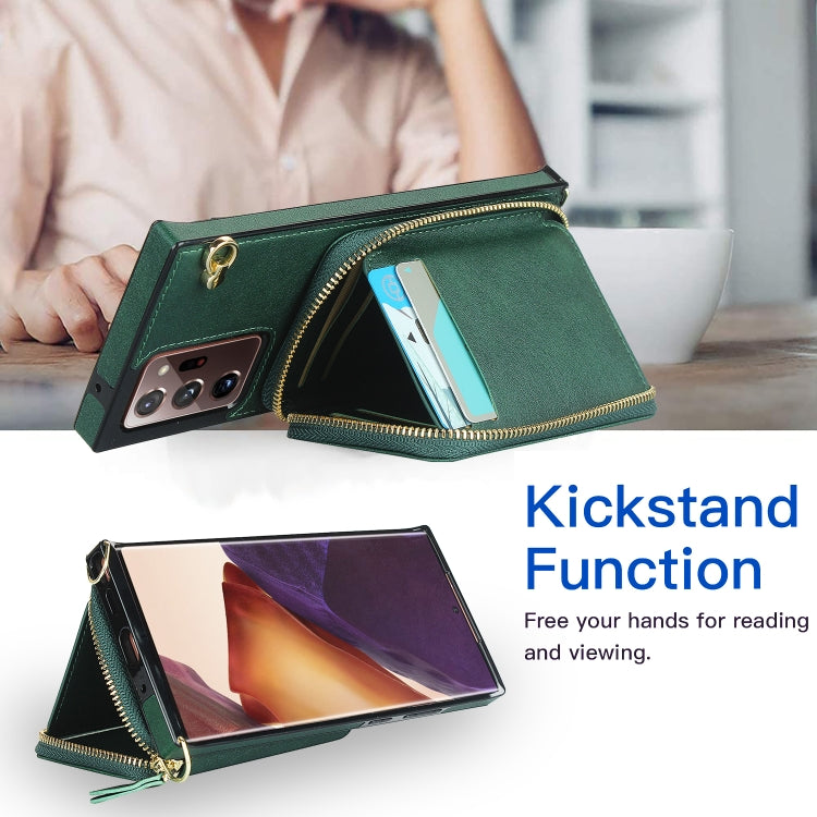 For Samsung Galaxy Note20 Ultra Cross-body Zipper Big Wallet Bag Square Phone Case