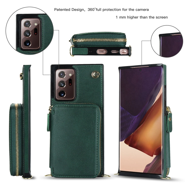 For Samsung Galaxy Note20 Ultra Cross-body Zipper Big Wallet Bag Square Phone Case