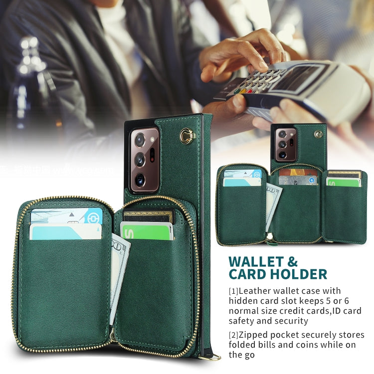 For Samsung Galaxy Note20 Ultra Cross-body Zipper Big Wallet Bag Square Phone Case
