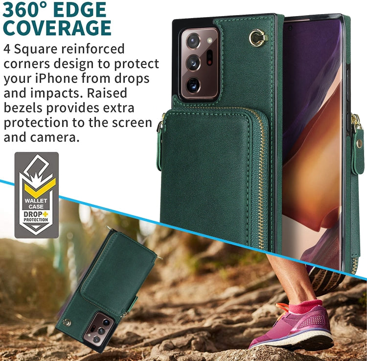 For Samsung Galaxy Note20 Ultra Cross-body Zipper Big Wallet Bag Square Phone Case