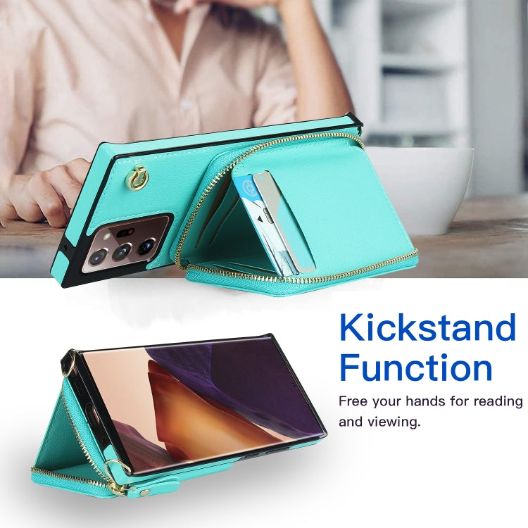 For Samsung Galaxy Note20 Ultra Cross-body Zipper Big Wallet Bag Square Phone Case