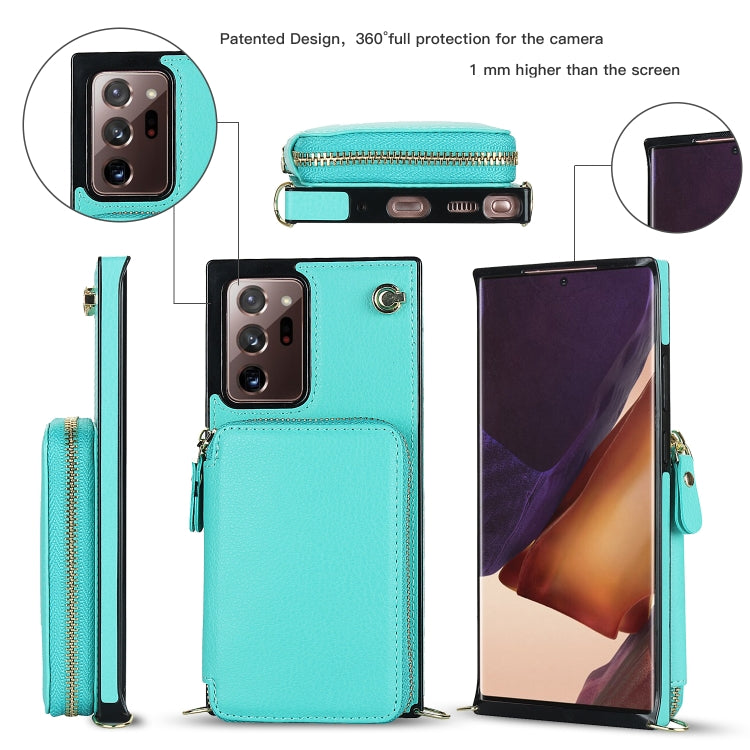 For Samsung Galaxy Note20 Ultra Cross-body Zipper Big Wallet Bag Square Phone Case