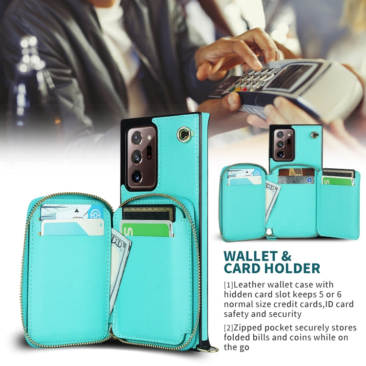 For Samsung Galaxy Note20 Ultra Cross-body Zipper Big Wallet Bag Square Phone Case
