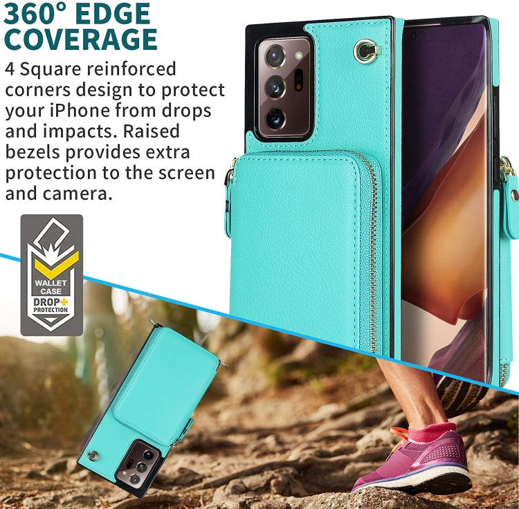 For Samsung Galaxy Note20 Ultra Cross-body Zipper Big Wallet Bag Square Phone Case