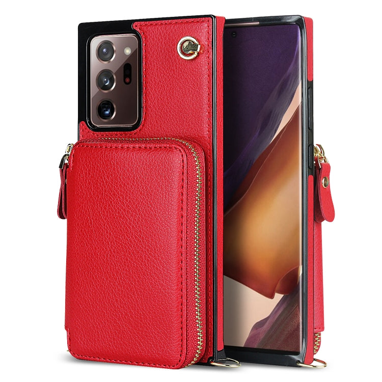 For Samsung Galaxy Note20 Ultra Cross-body Zipper Big Wallet Bag Square Phone Case