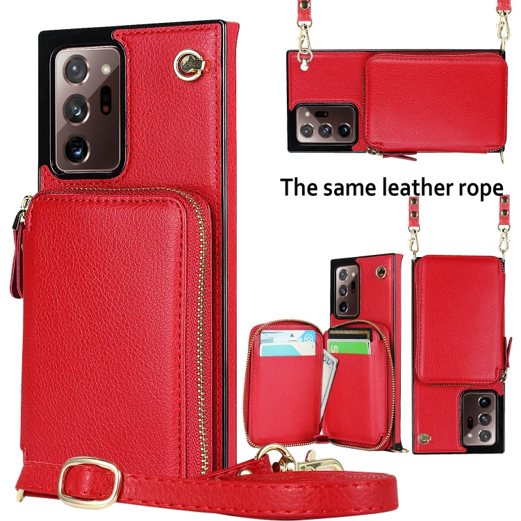 For Samsung Galaxy Note20 Ultra Cross-body Zipper Big Wallet Bag Square Phone Case