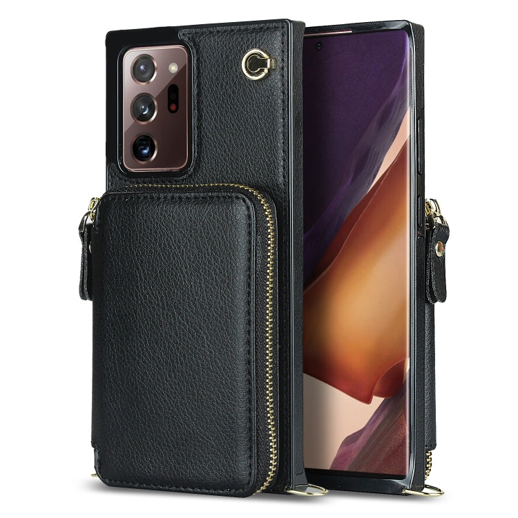 For Samsung Galaxy Note20 Ultra Cross-body Zipper Big Wallet Bag Square Phone Case