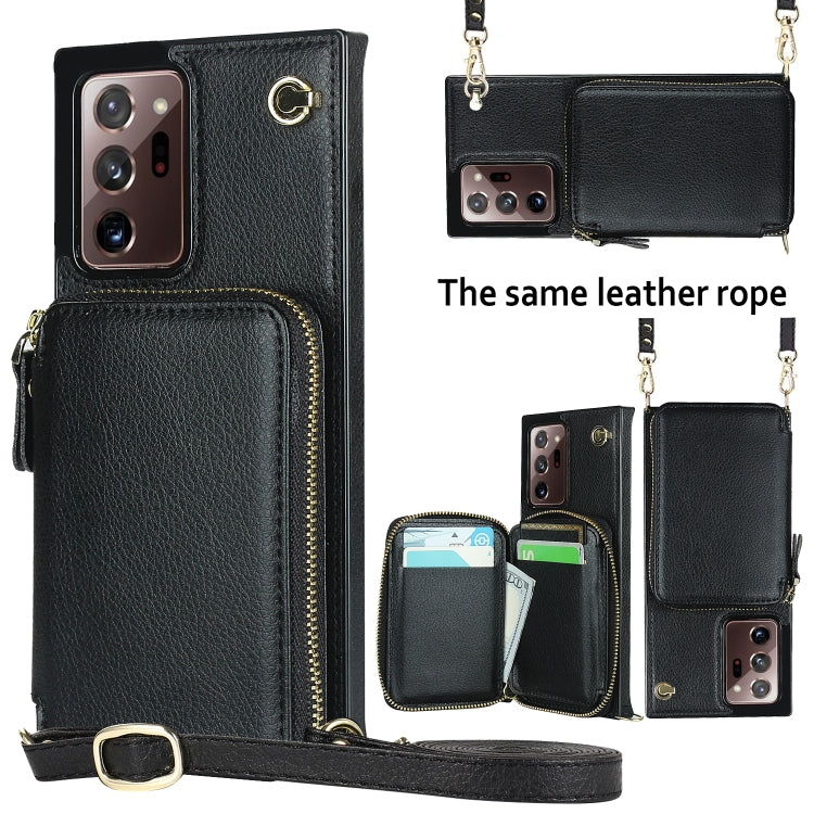 For Samsung Galaxy Note20 Ultra Cross-body Zipper Big Wallet Bag Square Phone Case