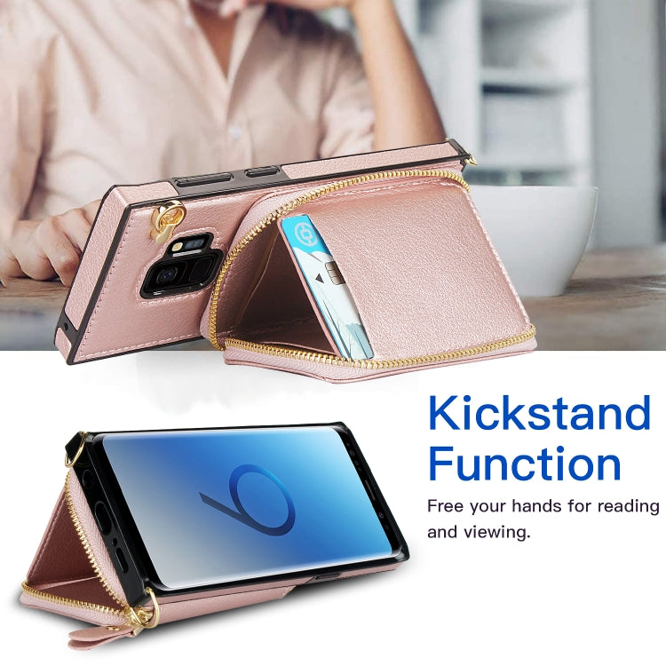 For Samsung Galaxy S9 Cross-body Zipper Big Wallet Bag Square Phone Case