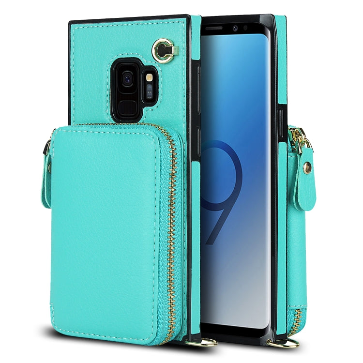 For Samsung Galaxy S9 Cross-body Zipper Big Wallet Bag Square Phone Case