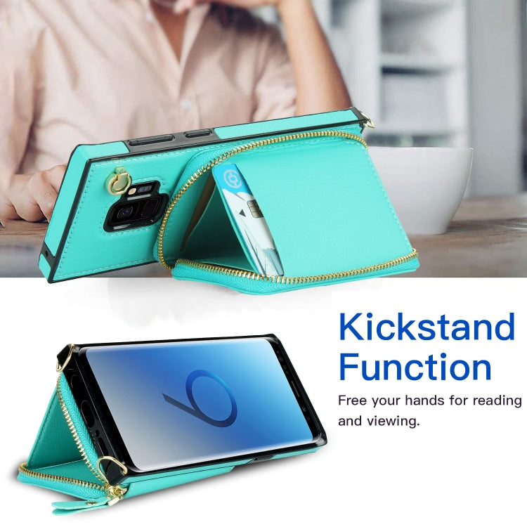 For Samsung Galaxy S9 Cross-body Zipper Big Wallet Bag Square Phone Case