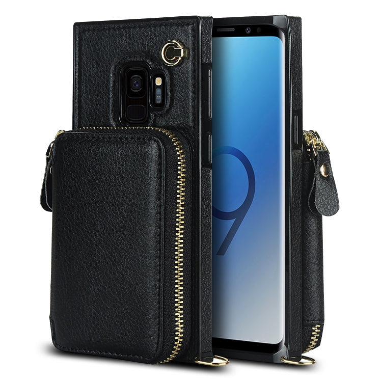 For Samsung Galaxy S9 Cross-body Zipper Big Wallet Bag Square Phone Case