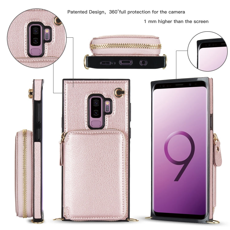 For Samsung Galaxy S9+ Cross-body Zipper Big Wallet Bag Square Phone Case