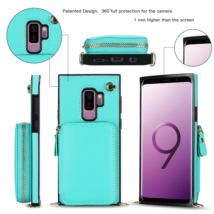 For Samsung Galaxy S9+ Cross-body Zipper Big Wallet Bag Square Phone Case