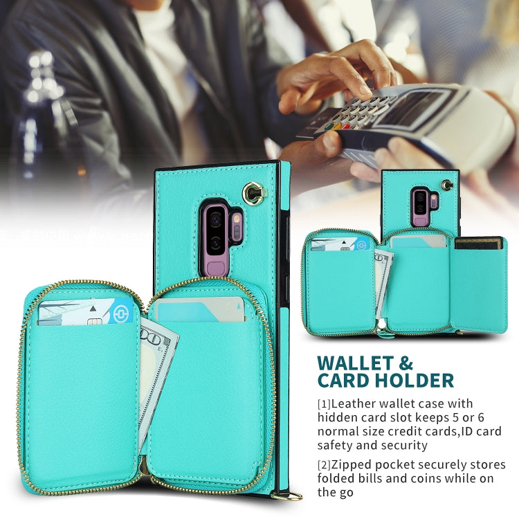 For Samsung Galaxy S9+ Cross-body Zipper Big Wallet Bag Square Phone Case