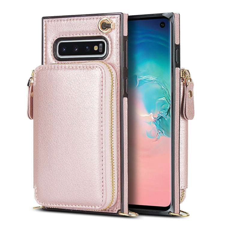For Samsung Galaxy S10 Cross-body Zipper Big Wallet Bag Square Phone Case