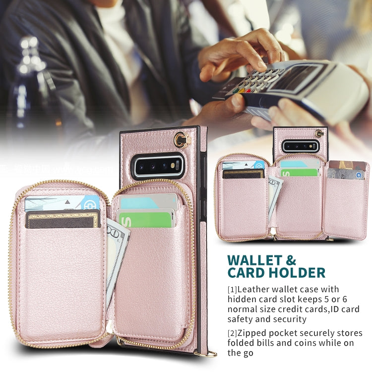 For Samsung Galaxy S10 Cross-body Zipper Big Wallet Bag Square Phone Case