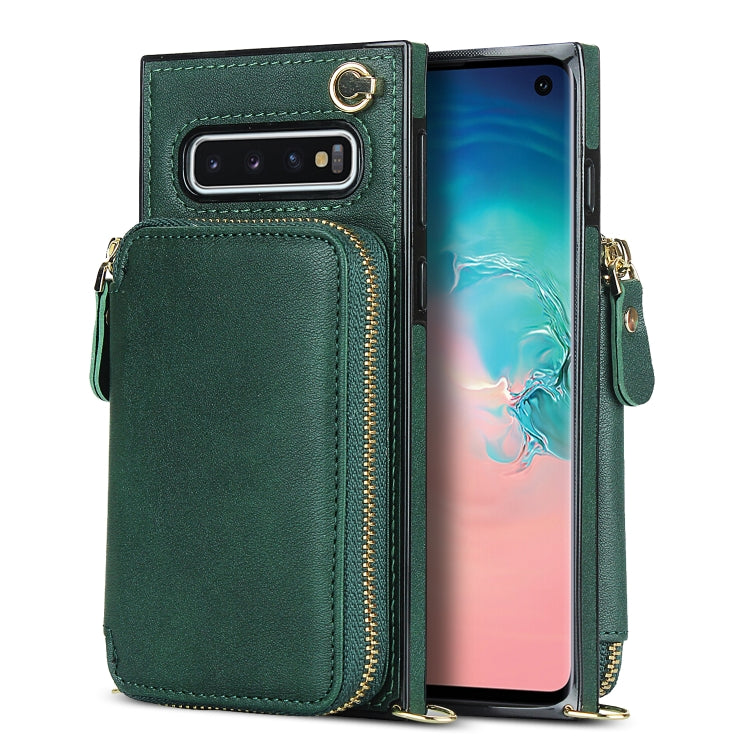 For Samsung Galaxy S10 Cross-body Zipper Big Wallet Bag Square Phone Case