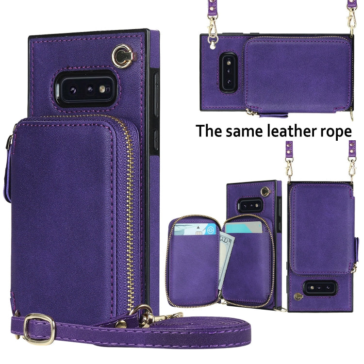 For Samsung Galaxy S10e Cross-body Zipper Big Wallet Bag Square Phone Case
