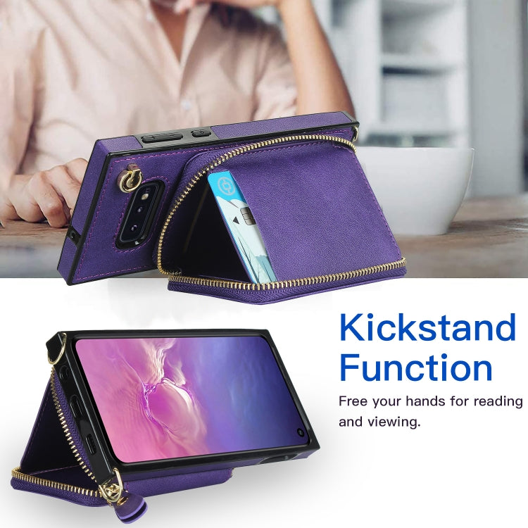 For Samsung Galaxy S10e Cross-body Zipper Big Wallet Bag Square Phone Case
