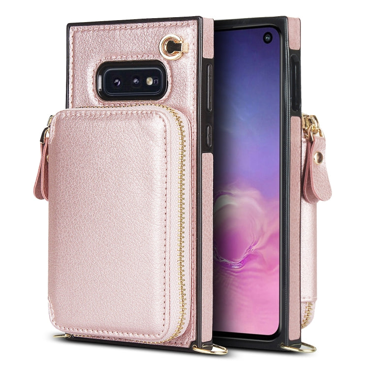 For Samsung Galaxy S10e Cross-body Zipper Big Wallet Bag Square Phone Case