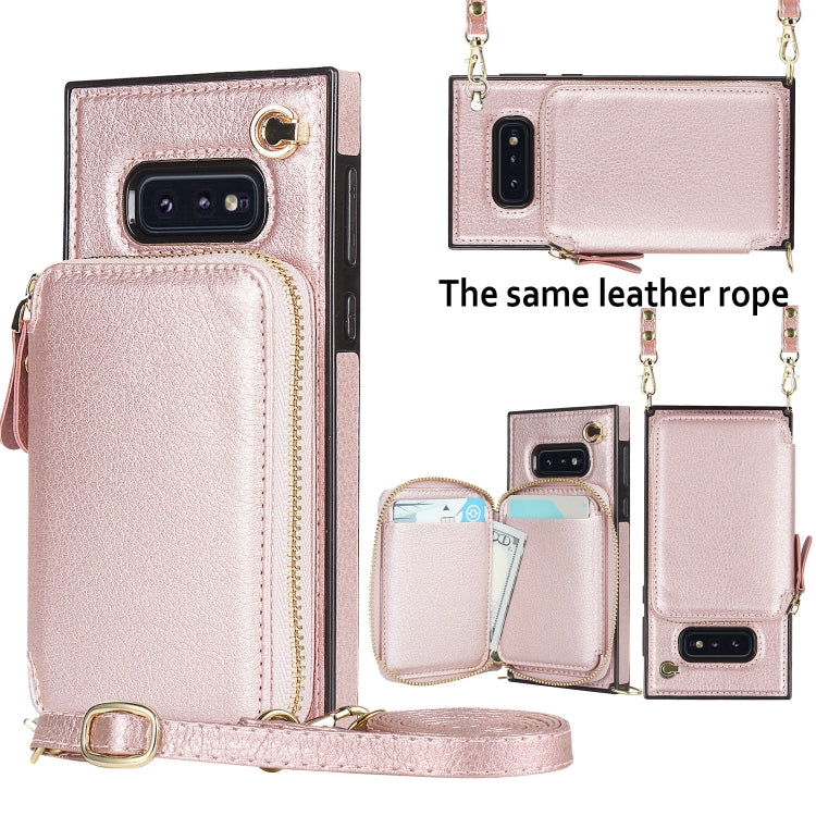 For Samsung Galaxy S10e Cross-body Zipper Big Wallet Bag Square Phone Case