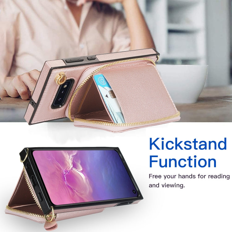 For Samsung Galaxy S10e Cross-body Zipper Big Wallet Bag Square Phone Case
