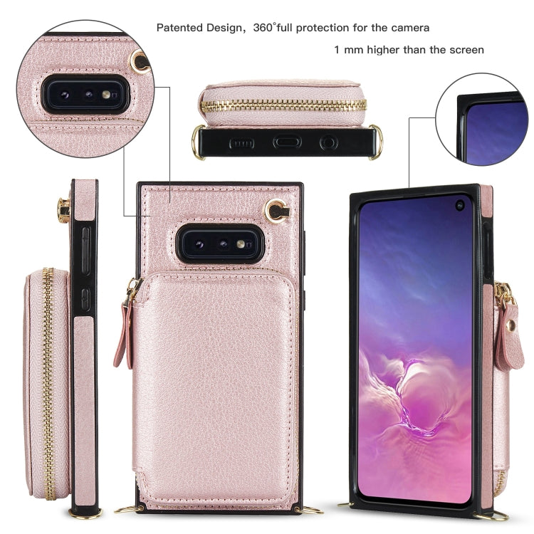 For Samsung Galaxy S10e Cross-body Zipper Big Wallet Bag Square Phone Case
