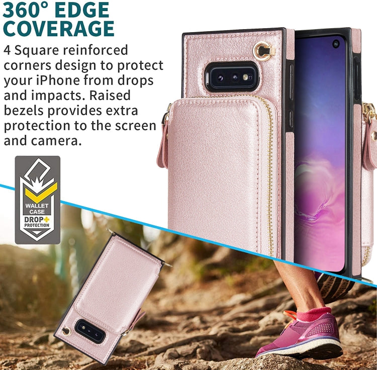 For Samsung Galaxy S10e Cross-body Zipper Big Wallet Bag Square Phone Case