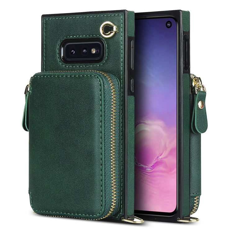 For Samsung Galaxy S10e Cross-body Zipper Big Wallet Bag Square Phone Case