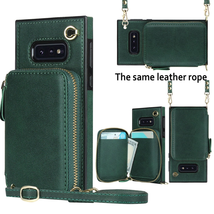 For Samsung Galaxy S10e Cross-body Zipper Big Wallet Bag Square Phone Case