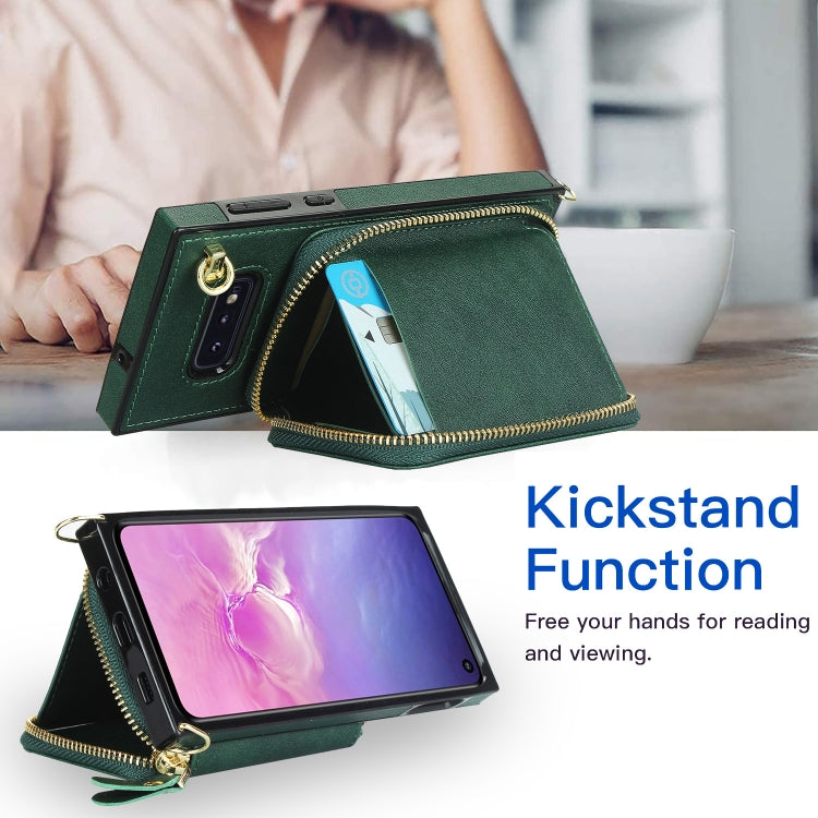 For Samsung Galaxy S10e Cross-body Zipper Big Wallet Bag Square Phone Case