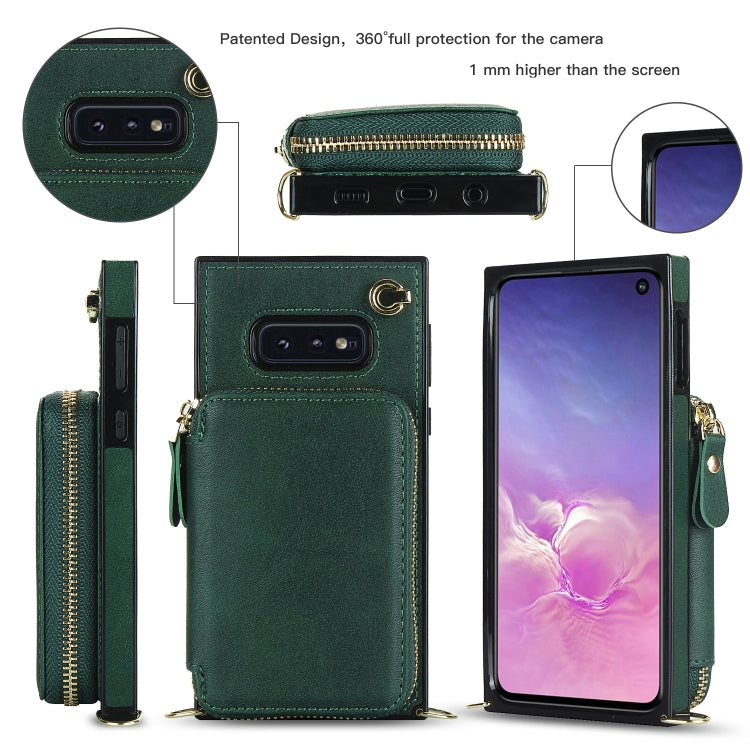 For Samsung Galaxy S10e Cross-body Zipper Big Wallet Bag Square Phone Case