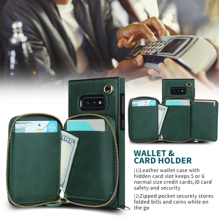 For Samsung Galaxy S10e Cross-body Zipper Big Wallet Bag Square Phone Case