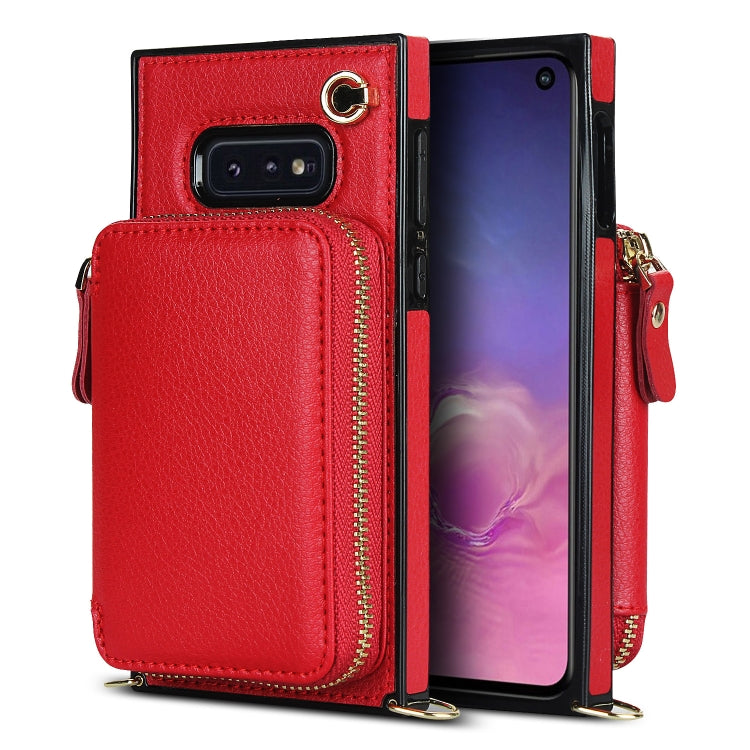 For Samsung Galaxy S10e Cross-body Zipper Big Wallet Bag Square Phone Case