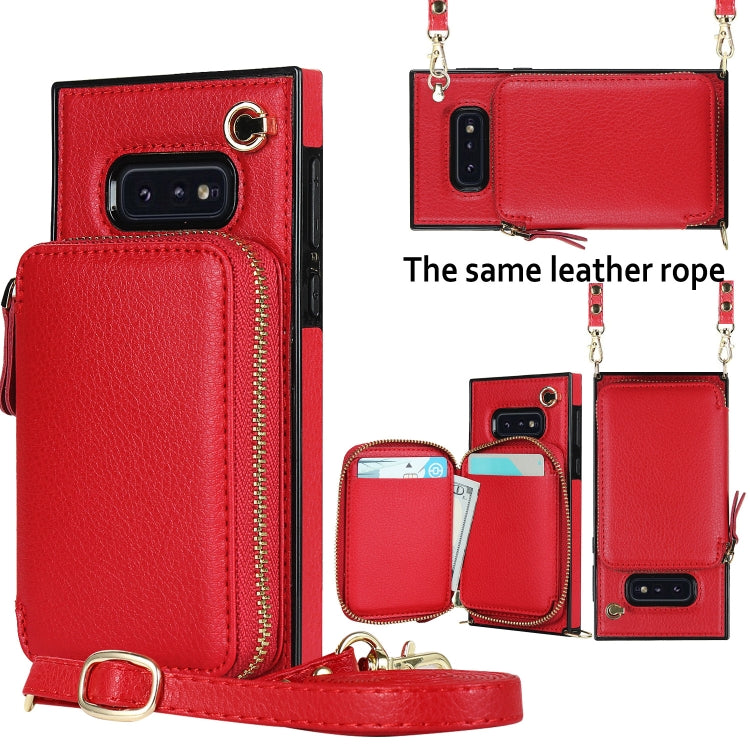For Samsung Galaxy S10e Cross-body Zipper Big Wallet Bag Square Phone Case