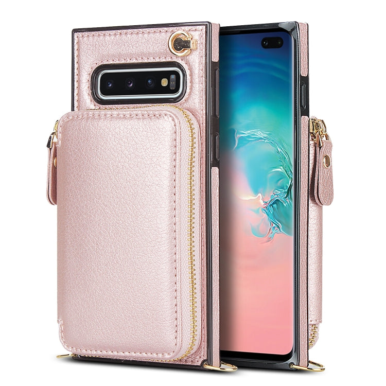 For Samsung Galaxy S10+ Cross-body Zipper Big Wallet Bag Square Phone Case