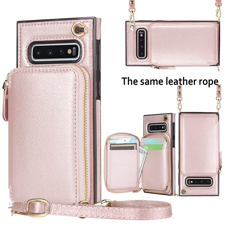For Samsung Galaxy S10+ Cross-body Zipper Big Wallet Bag Square Phone Case