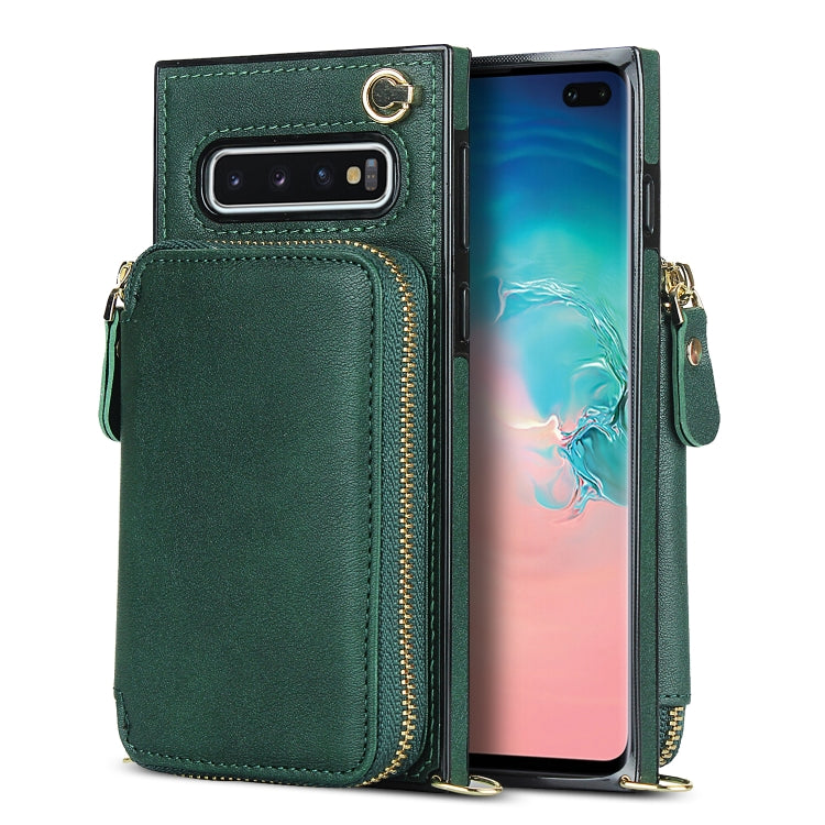 For Samsung Galaxy S10+ Cross-body Zipper Big Wallet Bag Square Phone Case