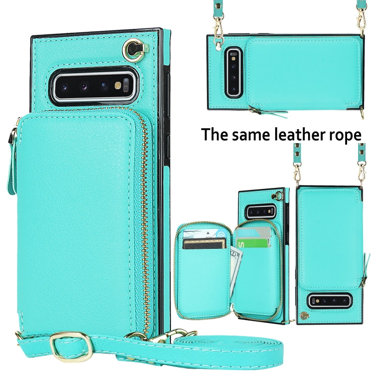 For Samsung Galaxy S10+ Cross-body Zipper Big Wallet Bag Square Phone Case