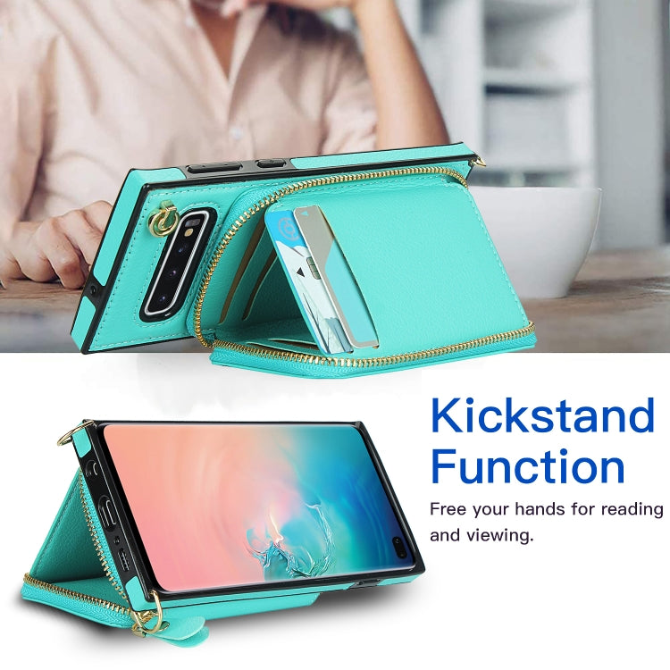 For Samsung Galaxy S10+ Cross-body Zipper Big Wallet Bag Square Phone Case