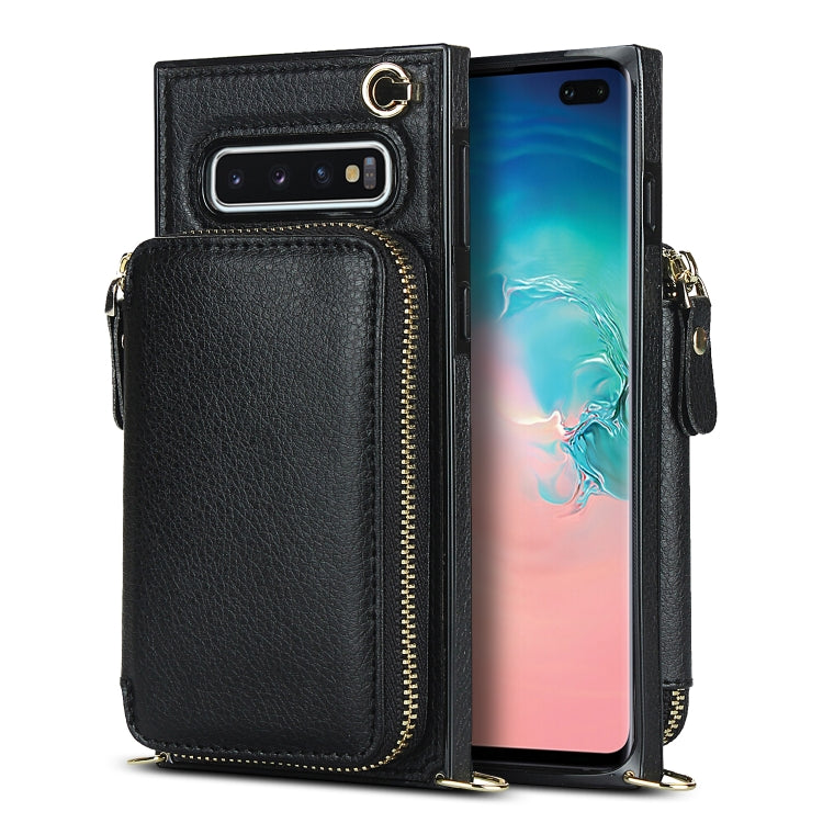 For Samsung Galaxy S10+ Cross-body Zipper Big Wallet Bag Square Phone Case