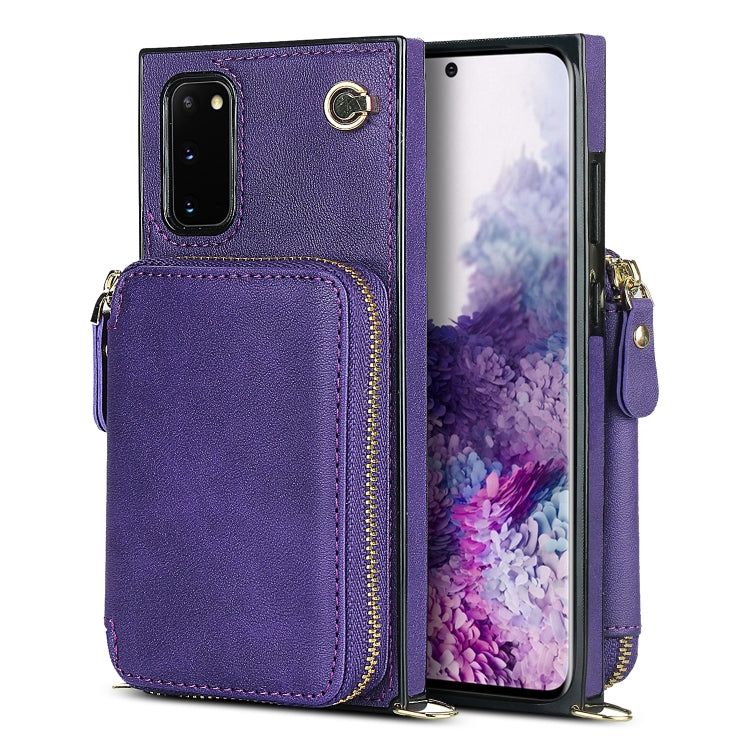 For Samsung Galaxy S20 Cross-body Zipper Big Wallet Bag Square Phone Case