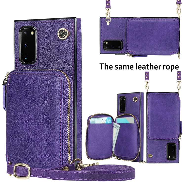 For Samsung Galaxy S20 Cross-body Zipper Big Wallet Bag Square Phone Case