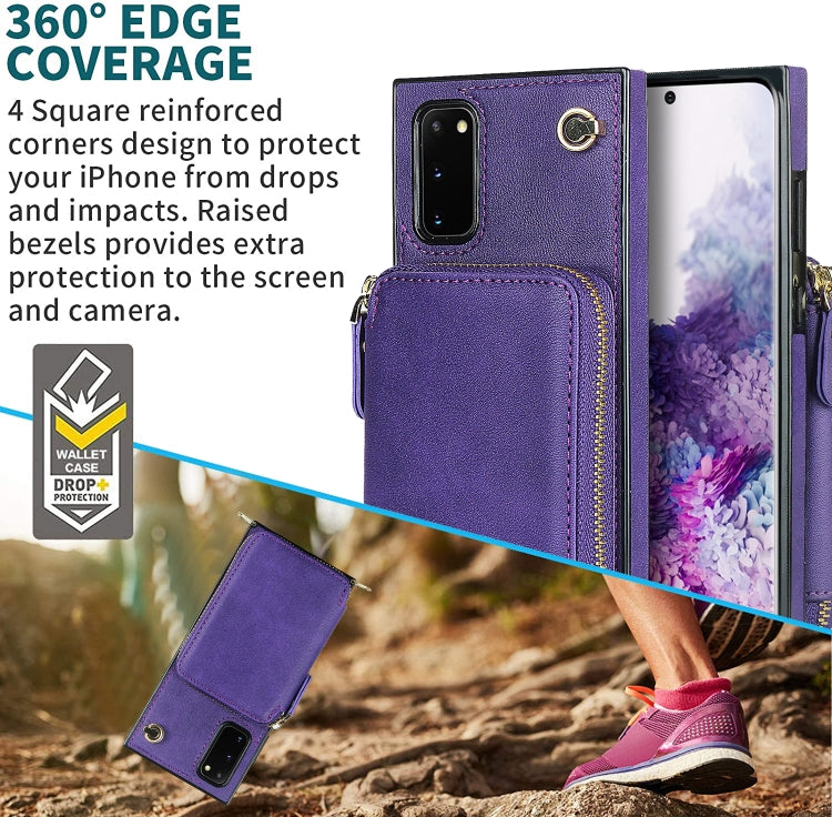 For Samsung Galaxy S20 Cross-body Zipper Big Wallet Bag Square Phone Case