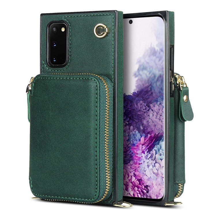 For Samsung Galaxy S20 Cross-body Zipper Big Wallet Bag Square Phone Case